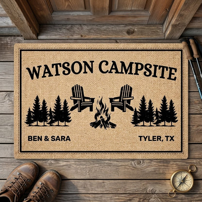 Personalized Campsite Family Name Welcome Camping Doormat