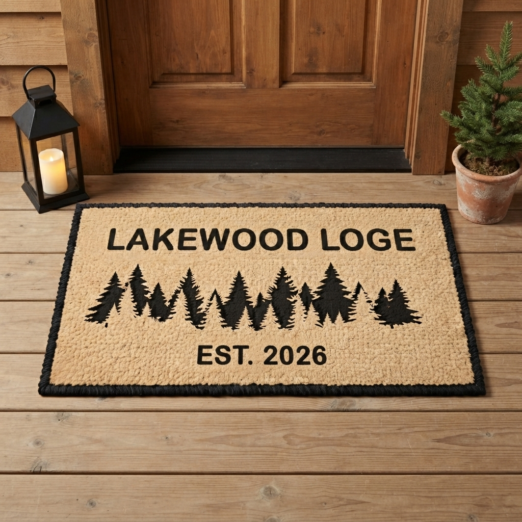 Personalized Rustic Forest Lodge Doormat