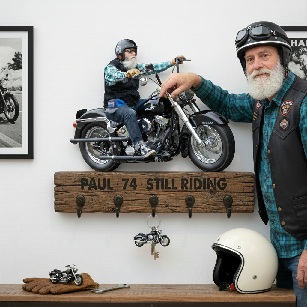 Still Riding – Personalized Biker Display Hanging Rack
