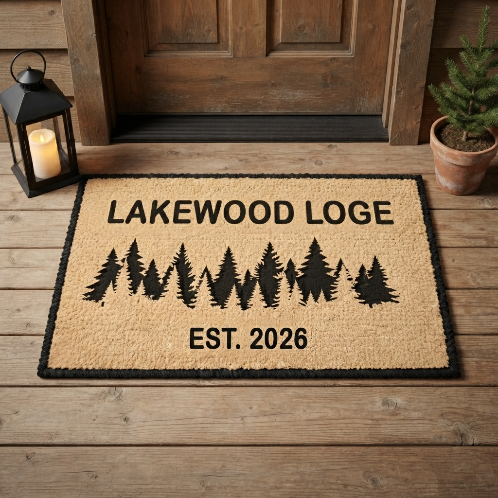 Personalized Rustic Forest Lodge Doormat