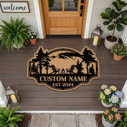 Personalized Couple Campsite Shape Doormat/Rug
