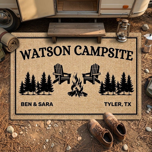 Personalized Campsite Family Name Welcome Camping Doormat