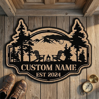 Personalized Couple Campsite Shape Doormat/Rug