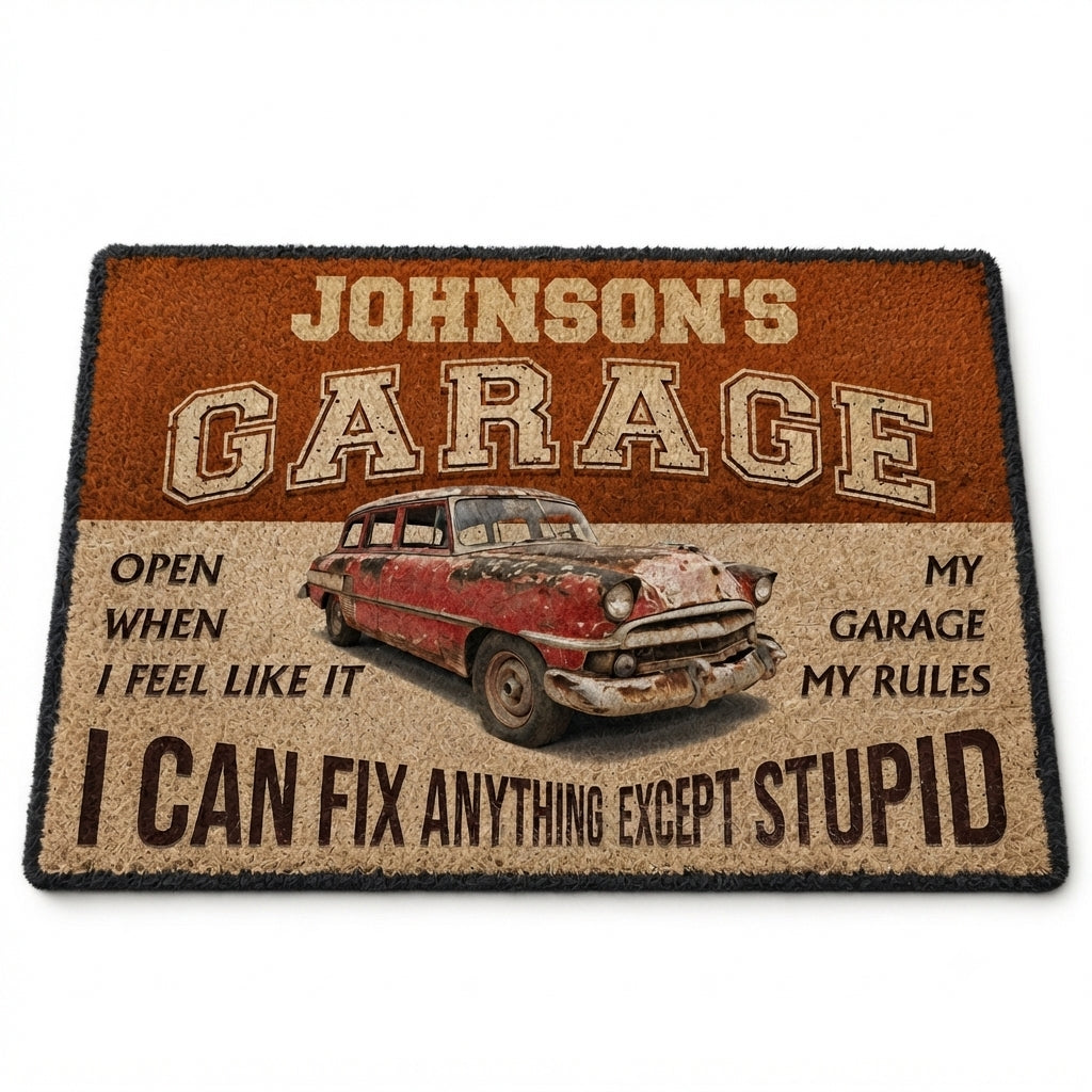Personalized Custom Photo Vintage Garage Doormat