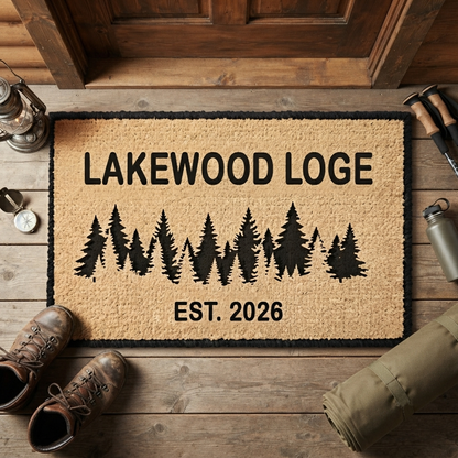 Personalized Rustic Forest Lodge Doormat