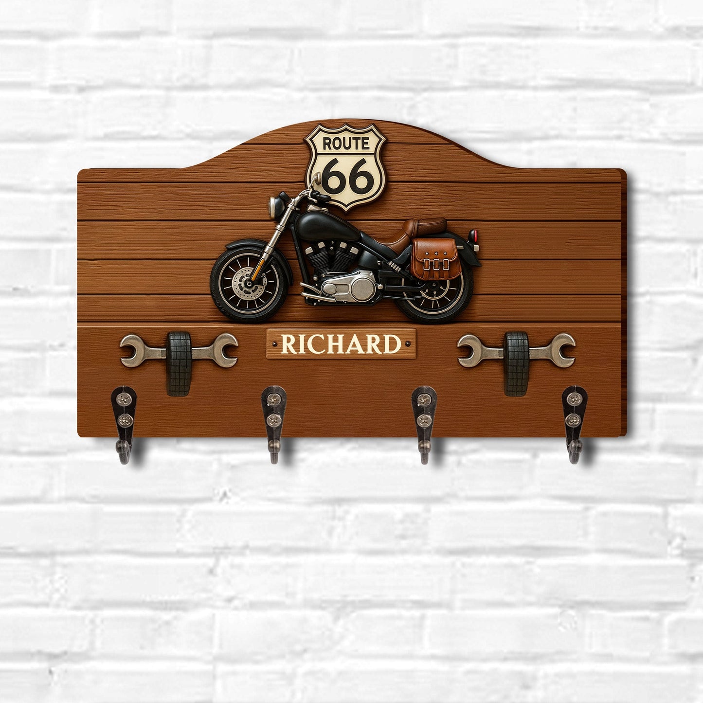 Travel The Historic Route 66 With Motorcycle,Personalized Key Holder,Gift For Travel