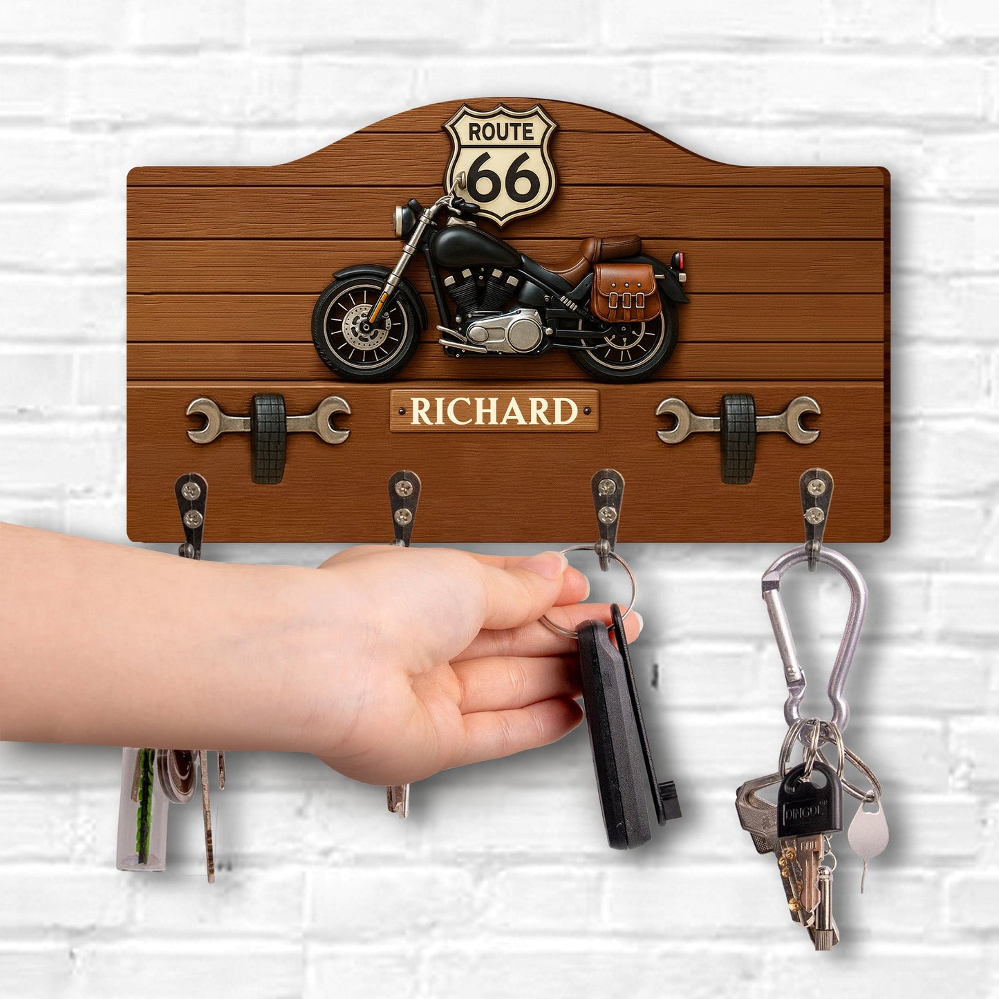 Travel The Historic Route 66 With Motorcycle,Personalized Key Holder,Gift For Travel