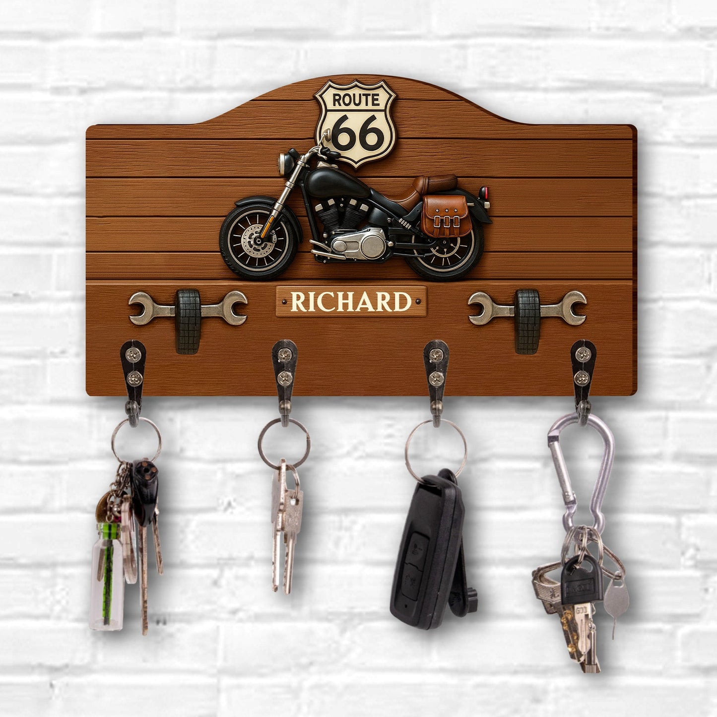 Travel The Historic Route 66 With Motorcycle,Personalized Key Holder,Gift For Travel