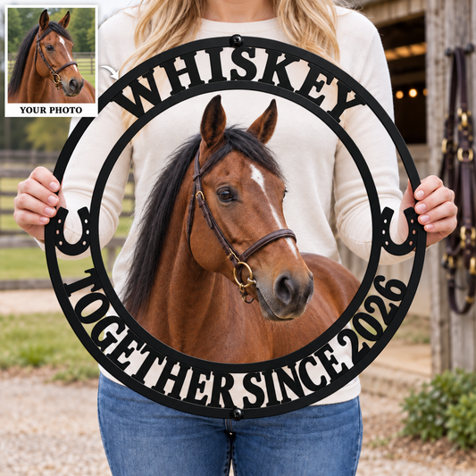 Horse Memories – Personalized Horse Photo, Name & Year Metal Sign