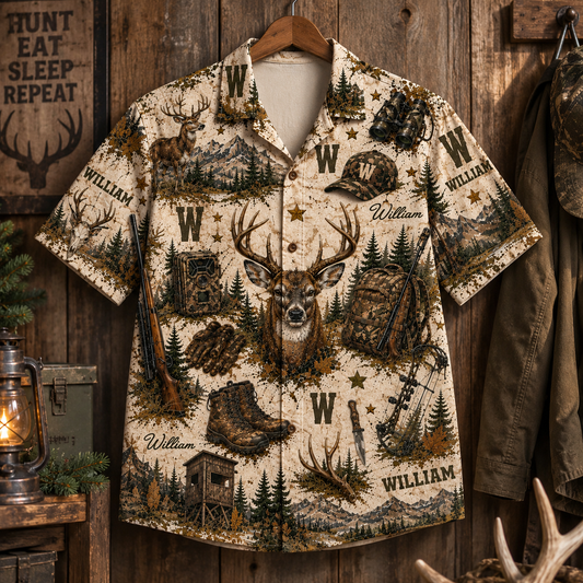 Hunt The Wild – Personalized Deer Hunting Hawaiian Shirt