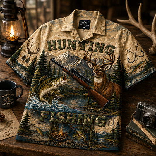 Hunting & Fishing Outdoors – Vintage Sportsman Hawaiian Shirt