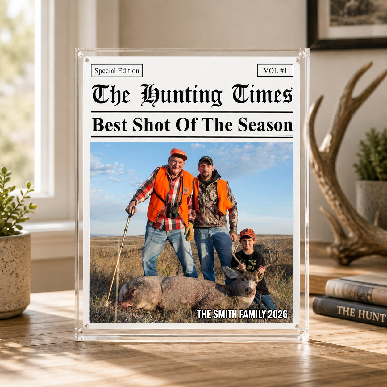The Hunting Times - Personalized Trophy Hunt Photo Acrylic Plaque