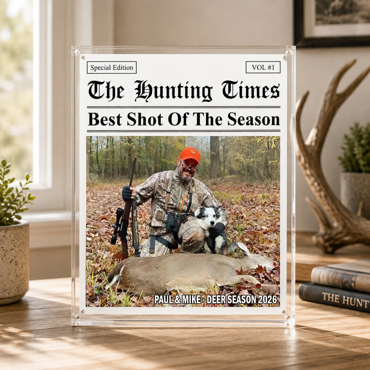 The Hunting Times - Personalized Trophy Hunt Photo Acrylic Plaque
