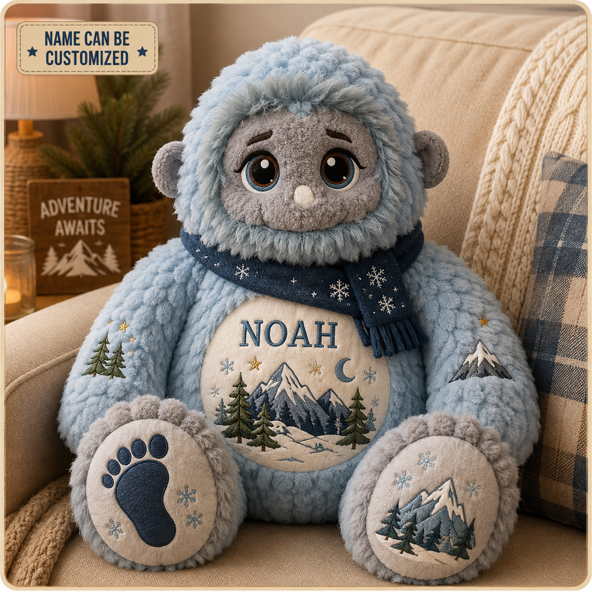 Little Winter Yeti – Personalized Name Pillow