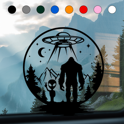 UFO, Alien & Bigfoot Forest Sticker