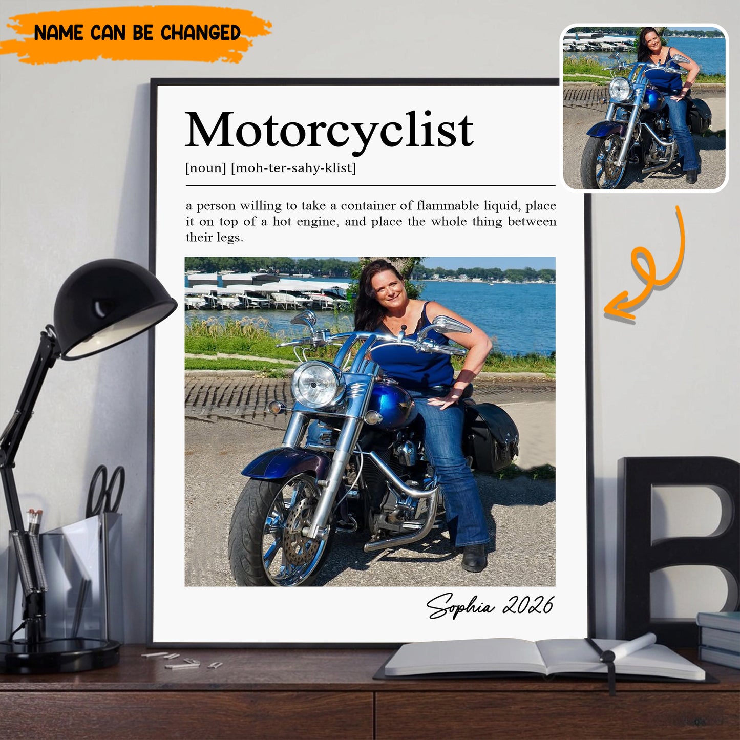 Personalized Motorcyclist Definition Photo Poster & Canvas