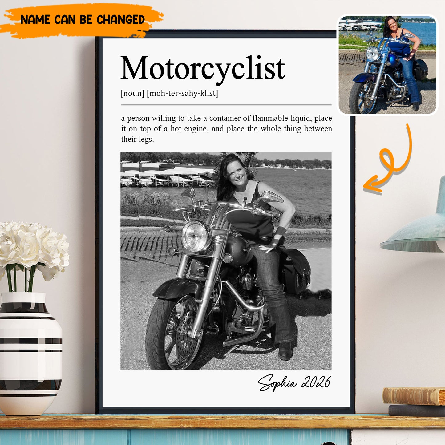 Personalized Motorcyclist Definition Photo Poster & Canvas