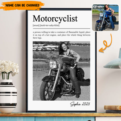 Personalized Motorcyclist Definition Photo Poster & Canvas