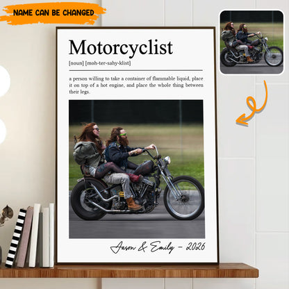 Personalized Motorcyclist Definition Photo Poster & Canvas