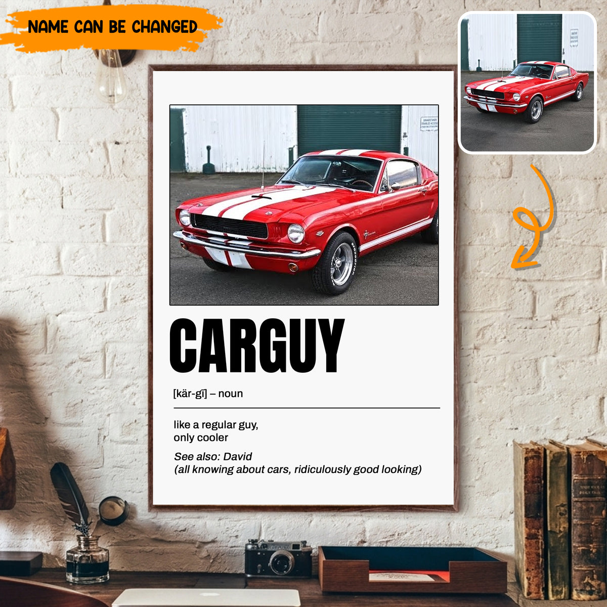 Custom Car Guy Poster & Canvas - Personalized Photo & Name Definition Print, Car Lover Gift, Classic Car Wall Art Decor