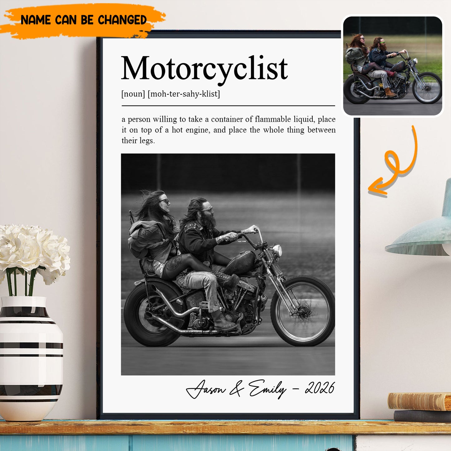 Personalized Motorcyclist Definition Photo Poster & Canvas