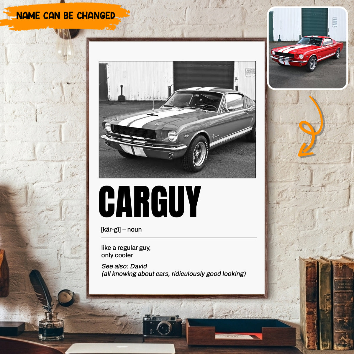 Custom Car Guy Poster & Canvas - Personalized Photo & Name Definition Print, Car Lover Gift, Classic Car Wall Art Decor