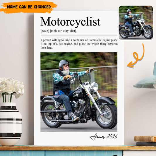 Personalized Motorcyclist Definition Photo Poster & Canvas