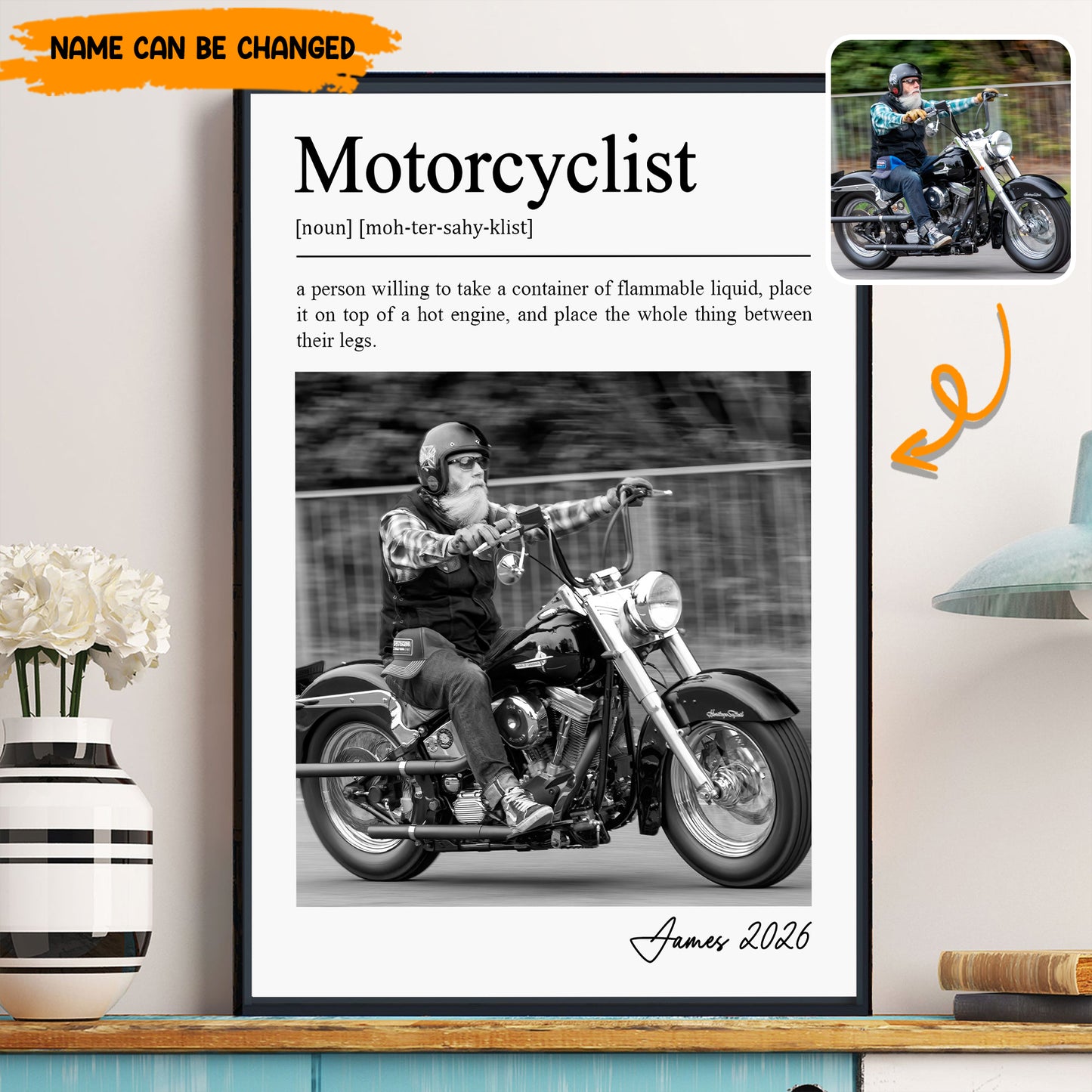 Personalized Motorcyclist Definition Photo Poster & Canvas