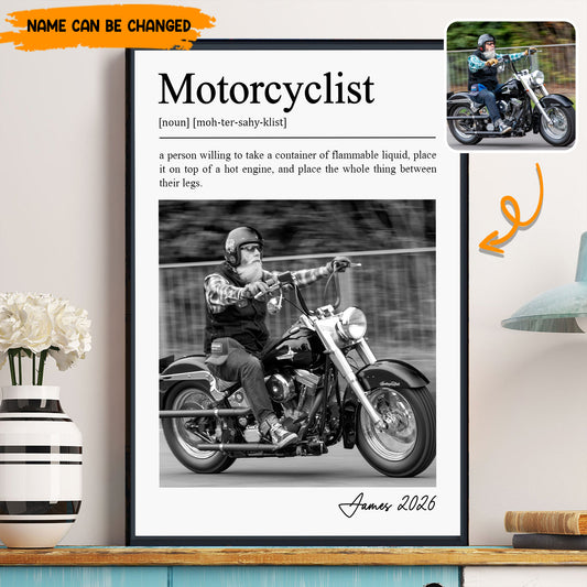 Personalized Motorcyclist Definition Photo Poster & Canvas