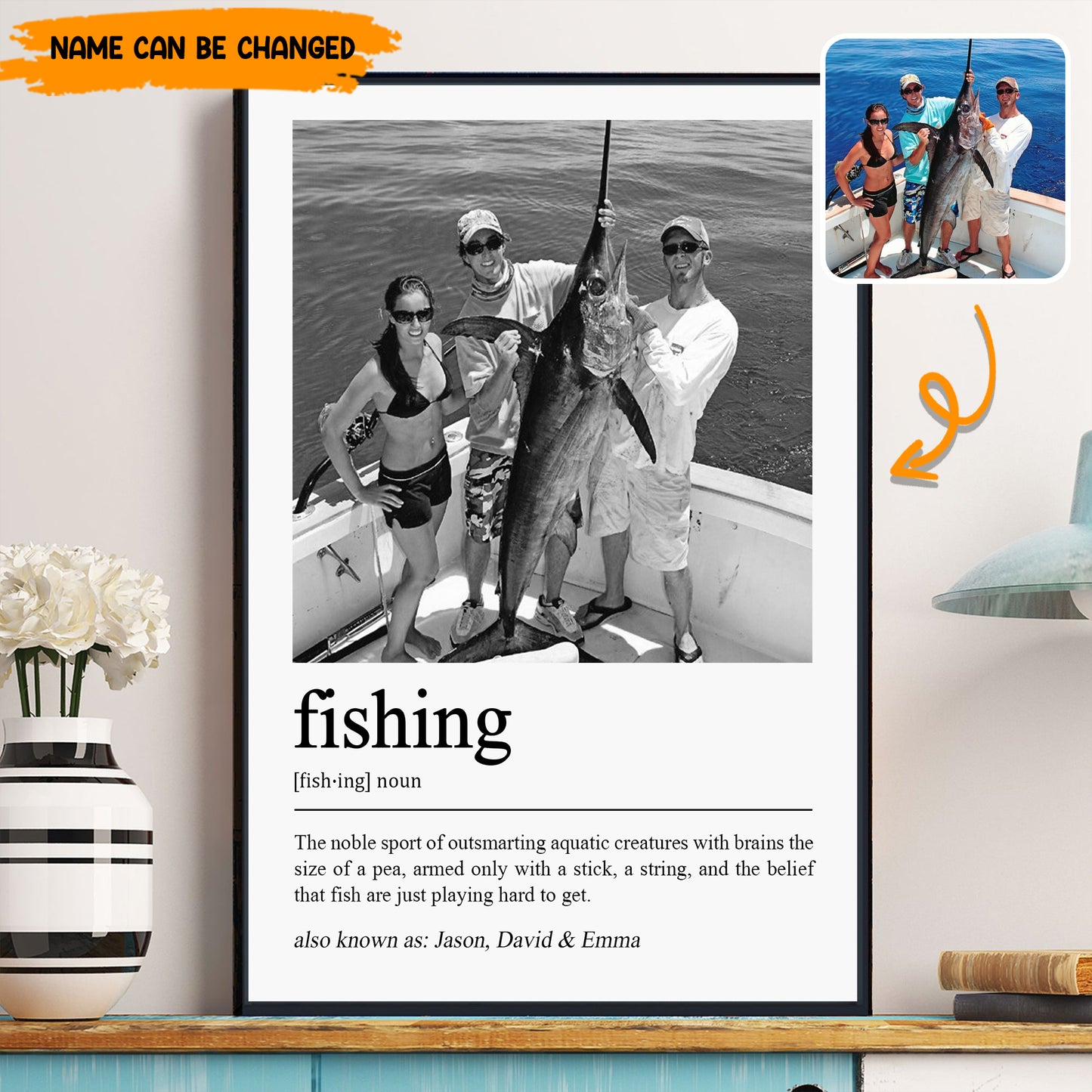 Personalized Fishing Definition Photo Poster & Canvas