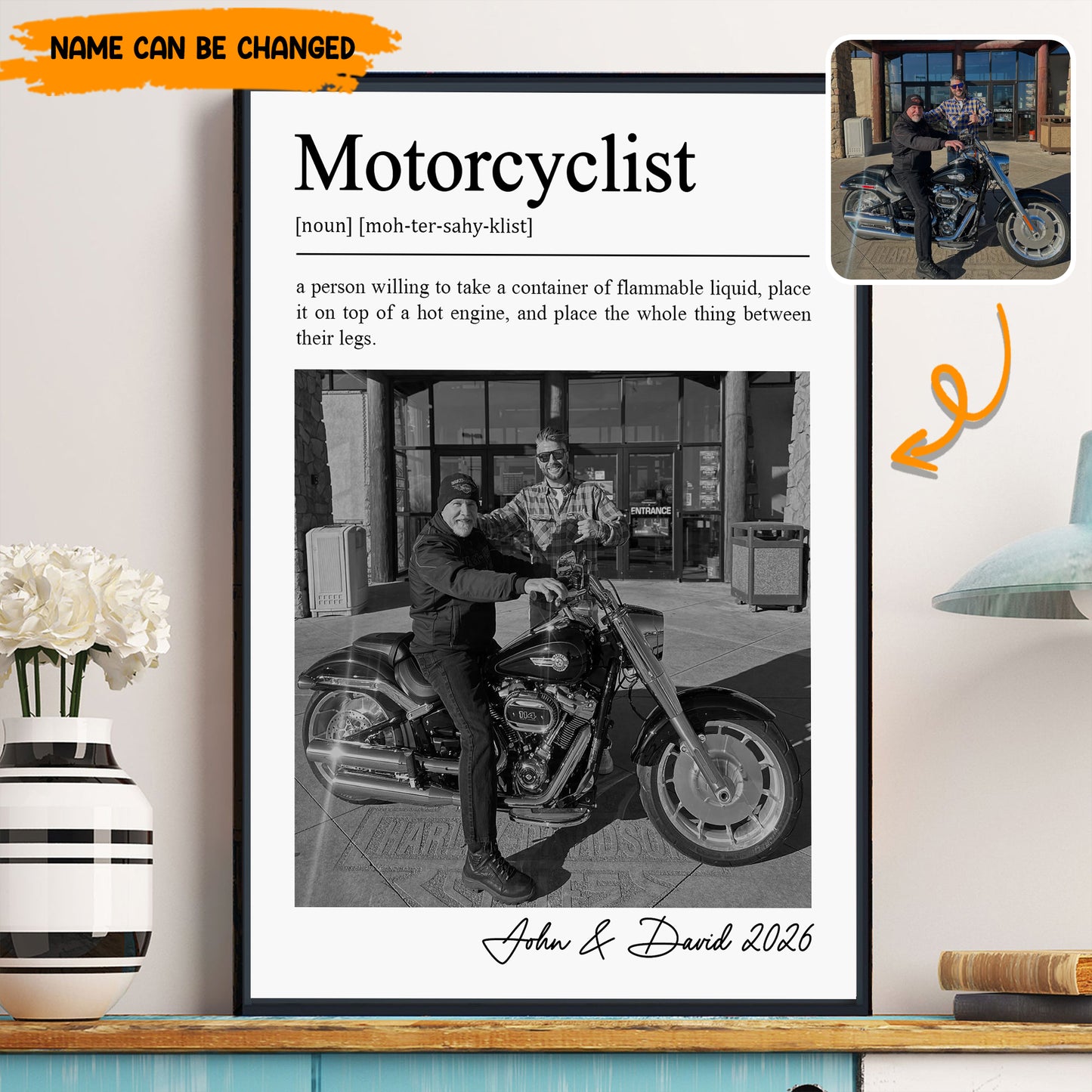 Personalized Motorcyclist Definition Photo Poster & Canvas