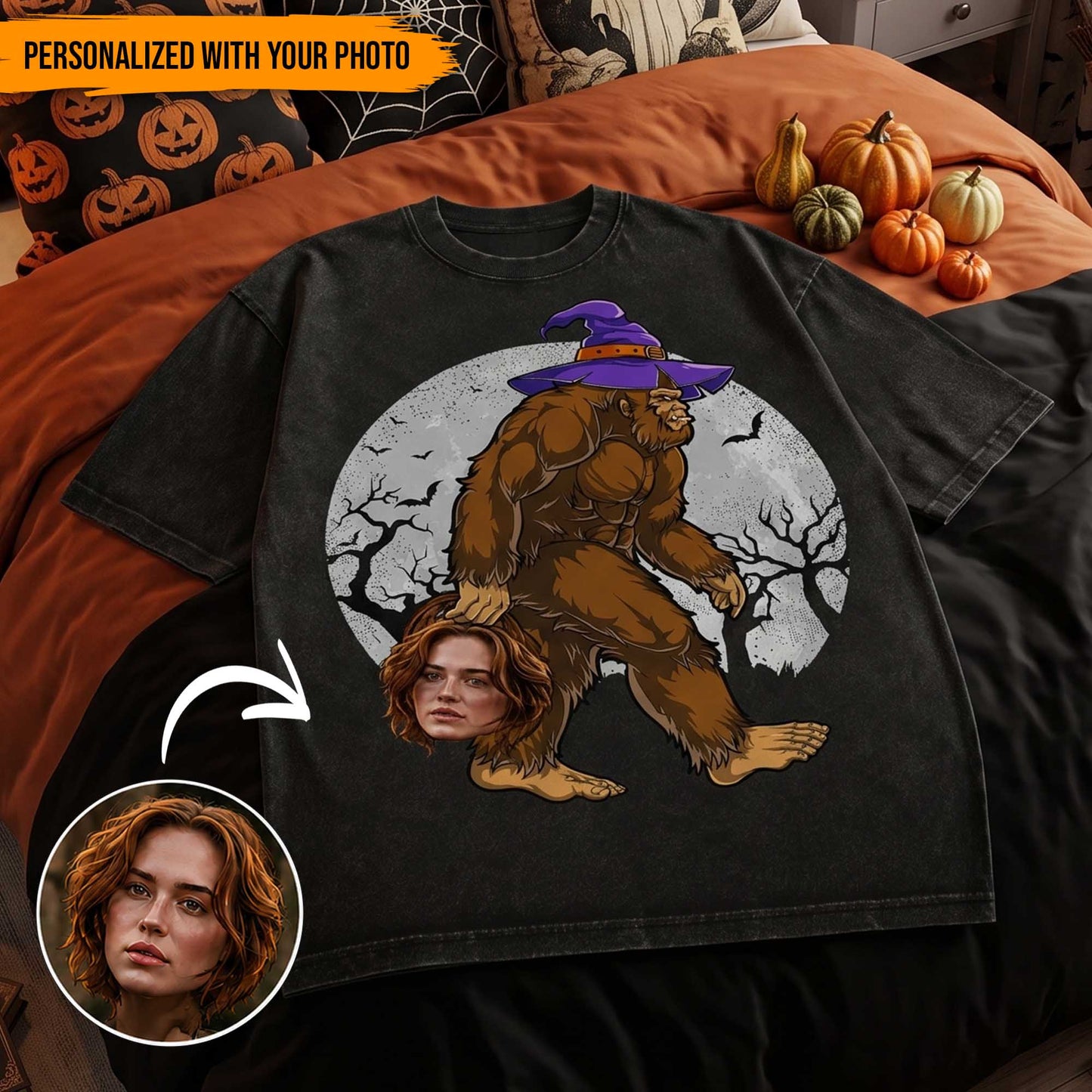 Bigfoot Halloween Shirt - Personalized With Photo