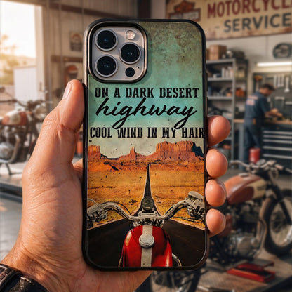 On A Dark Desert Biker Phone Case