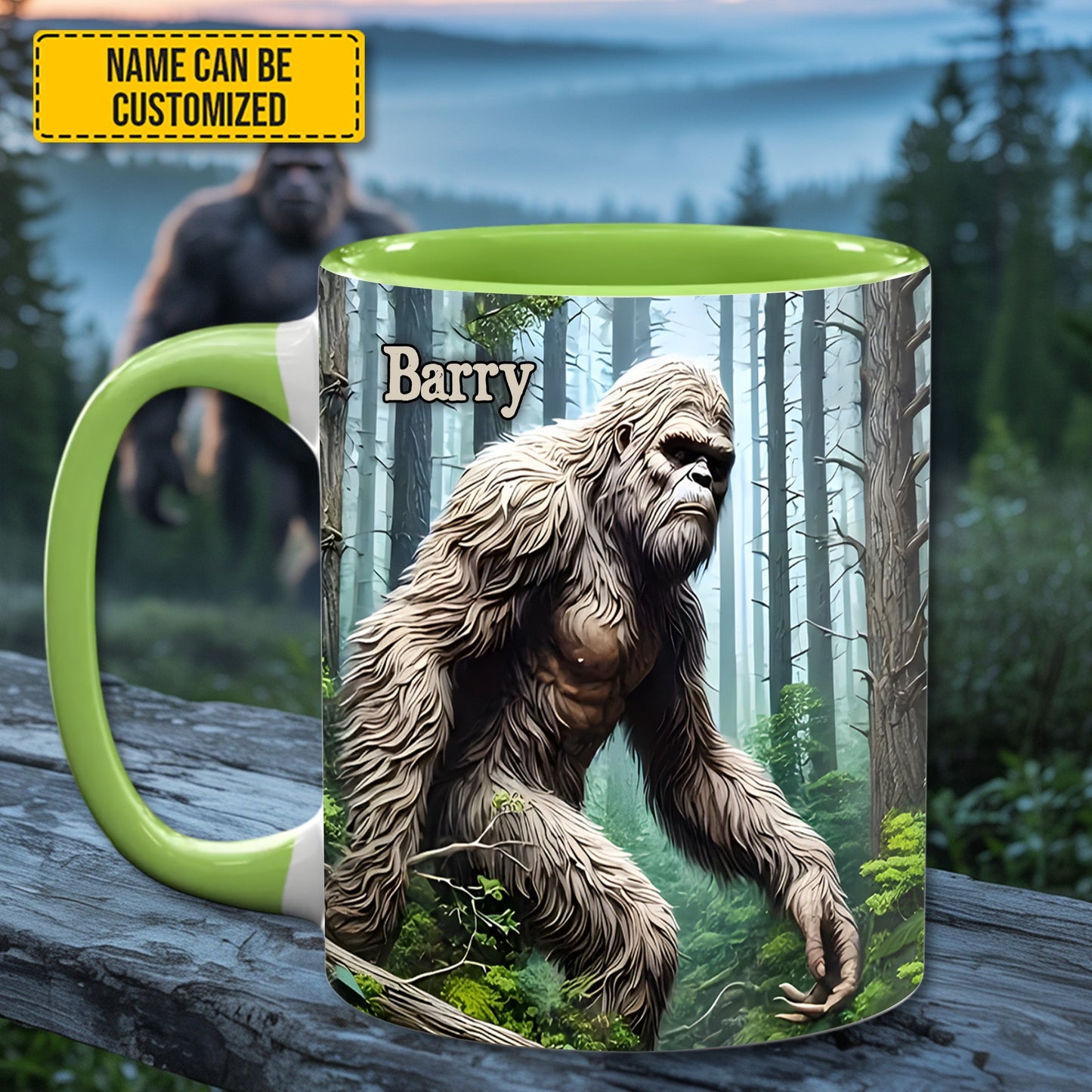 Not All Who Wander Are Lost – Personalized Bigfoot Accent Mug