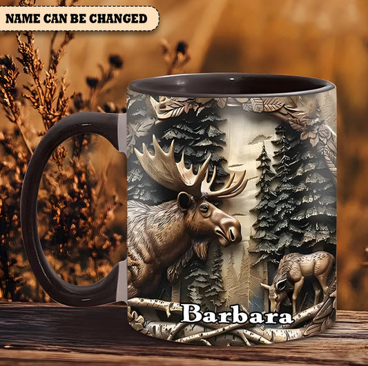 Vintage Moose Wreath Personalized Accent Mug – Rustic Gift for Mother’s Day & Nature Lovers