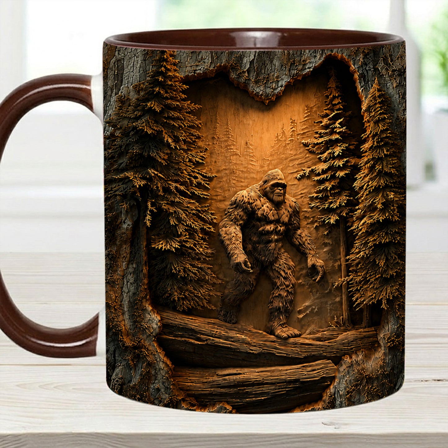Personalized Sasquatch In The Woods Mug – Custom Name Wilderness Accent Mug