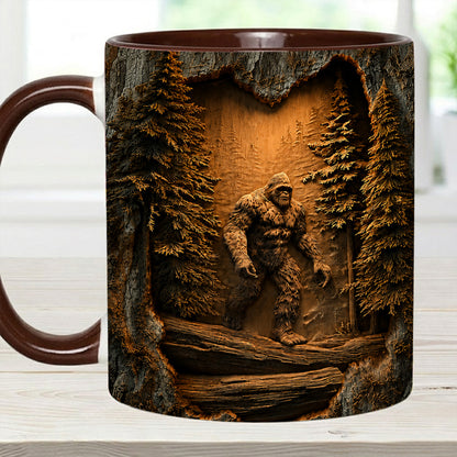 Personalized Sasquatch In The Woods Mug – Custom Name Wilderness Accent Mug