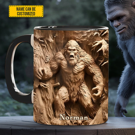 Bigfoot Sasquatch Print Forest Toile Funny - Personalized Accent Mug