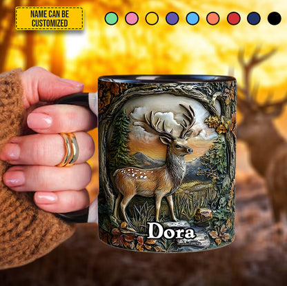 Deer In Forest - Personalized Deer Accent Mug