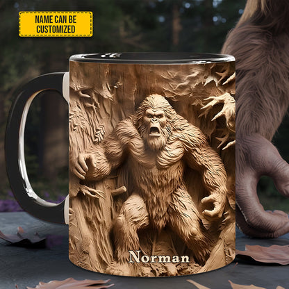 Bigfoot Sasquatch Print Forest Toile Funny - Personalized Accent Mug