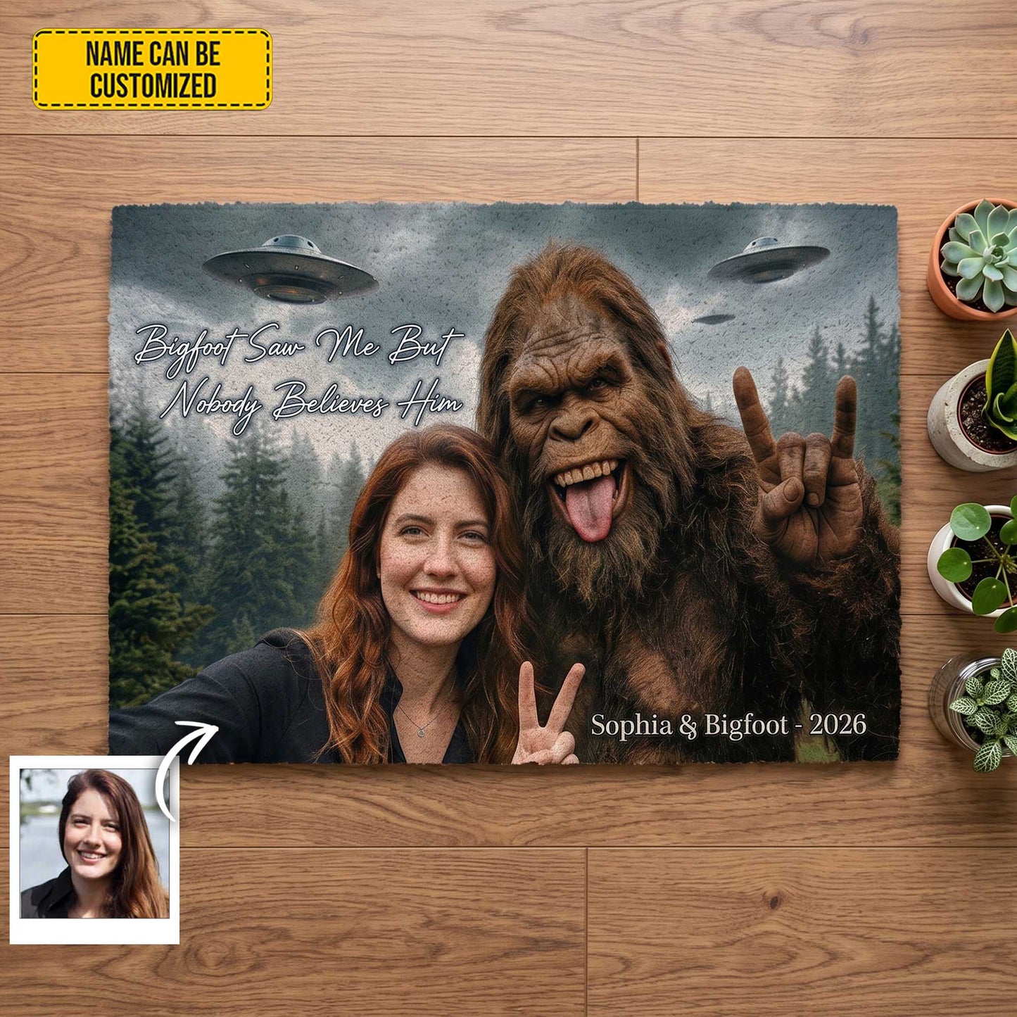Bigfoot Saw Me But Nobody Believes Him – Personalized Funny Welcome Doormat