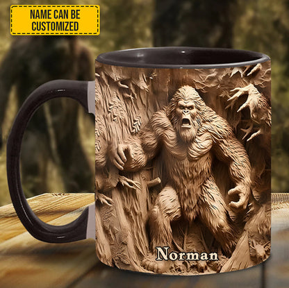 Bigfoot Sasquatch Print Forest Toile Funny - Personalized Accent Mug