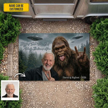 Bigfoot Saw Me But Nobody Believes Him – Personalized Funny Welcome Doormat