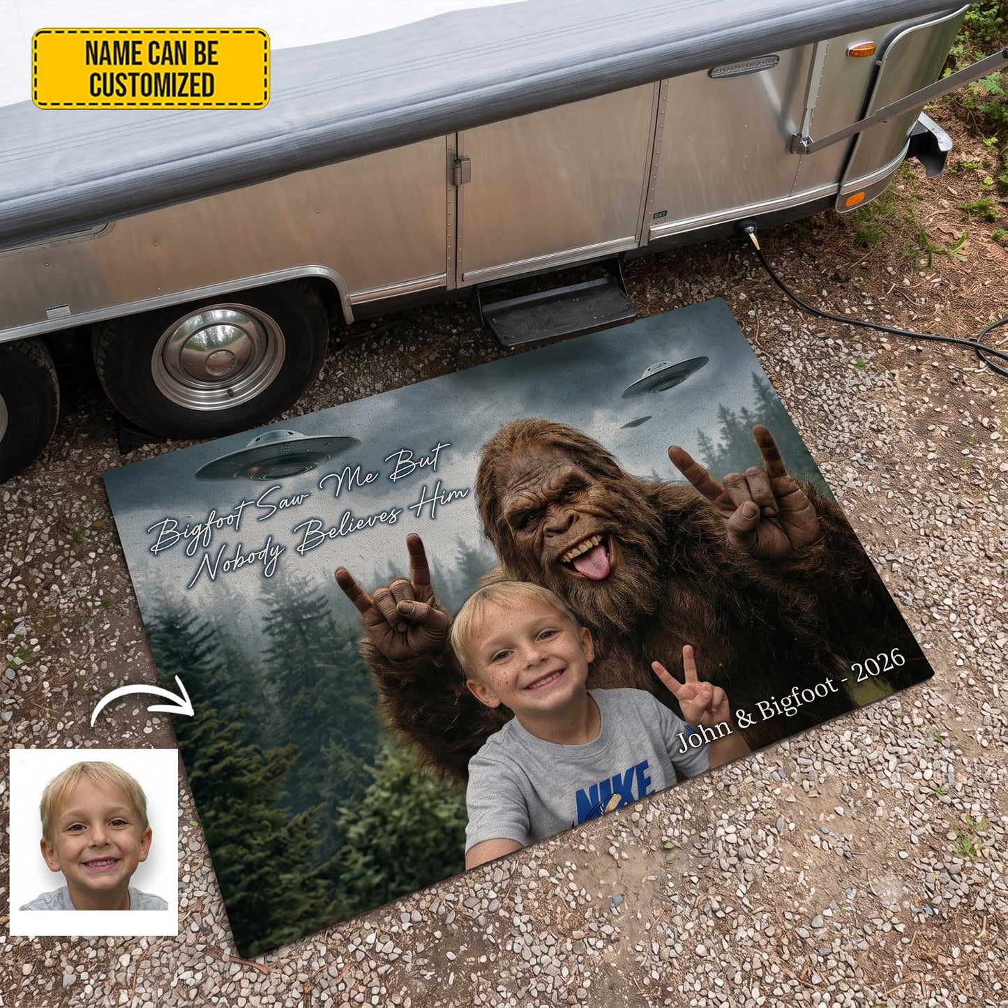 Bigfoot Saw Me But Nobody Believes Him – Personalized Funny Welcome Doormat