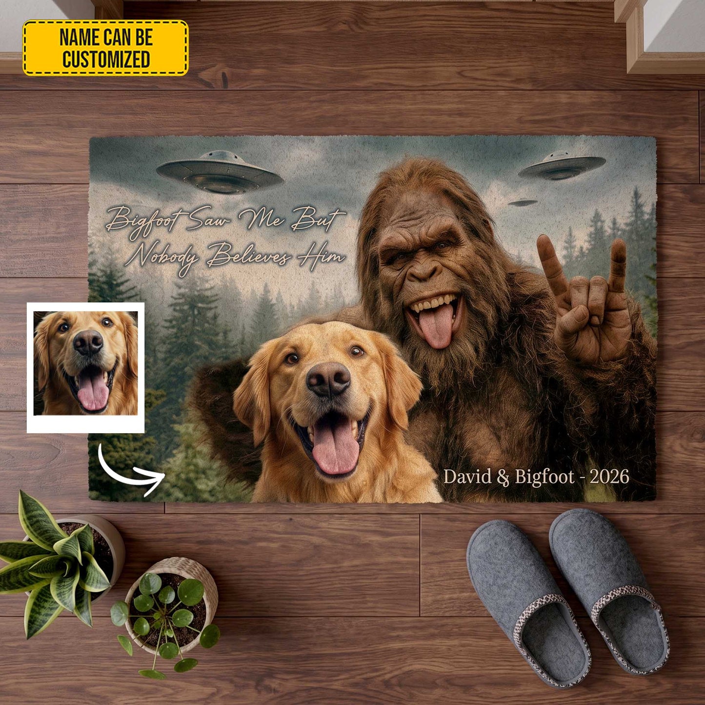 Bigfoot Saw Me But Nobody Believes Him – Personalized Funny Welcome Doormat