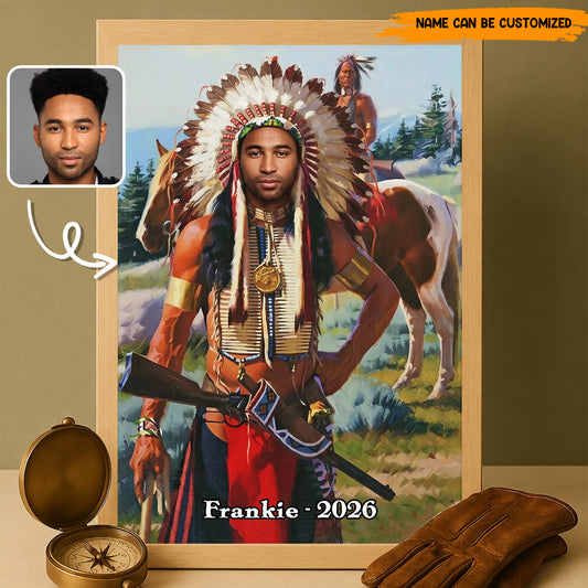 Custom Native American Chief Canvas Wall Art – Personalized Poster & Canvas Print for Men