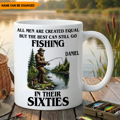 Fishing Life In Their Sixties - Personalized Fishing White Mug