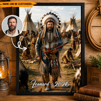 Customized Native American Warrior Portrait from Your Photo – Personalized Poster & Canvas