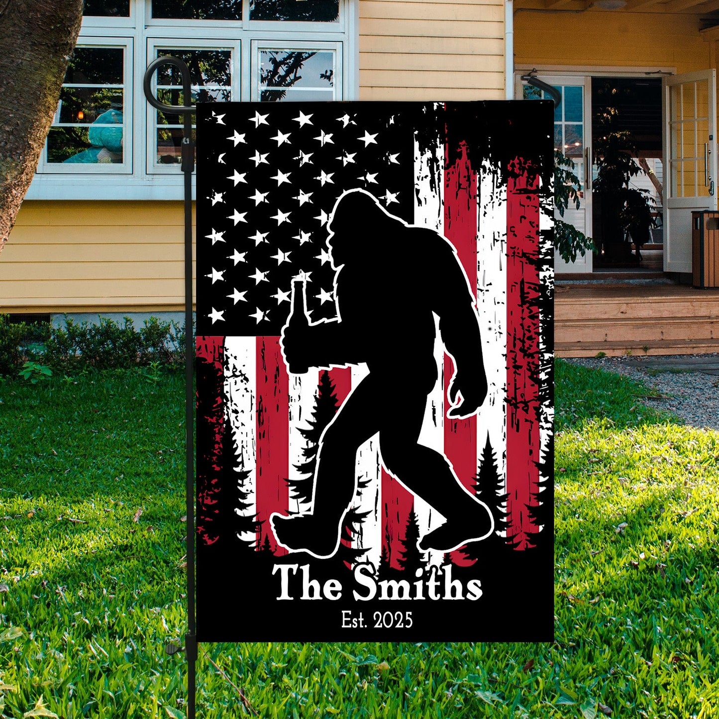 Personalized American Bigfoot Garden Flag, House Flag