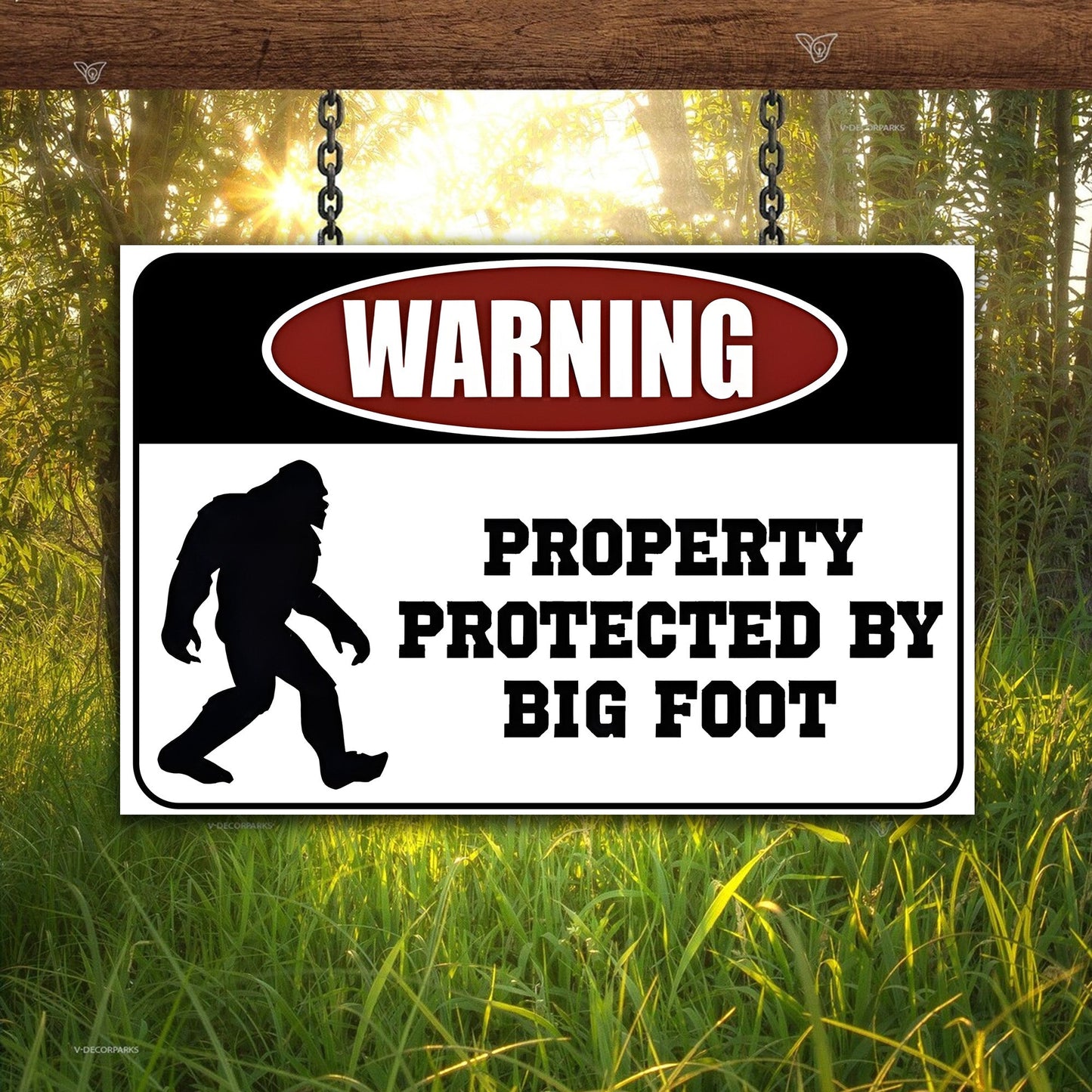 Protected by Bigfoot – Funny Metal Sign